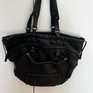 Kooba Black Leather Convertible Shoulder/Top Handle Bag